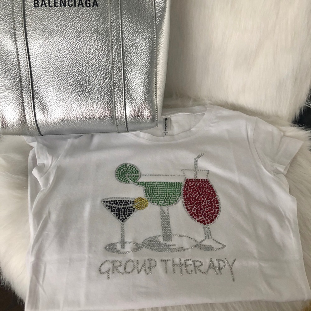 White T-Shirt - Bling Words: Group Therapy - Picture 3 of 3